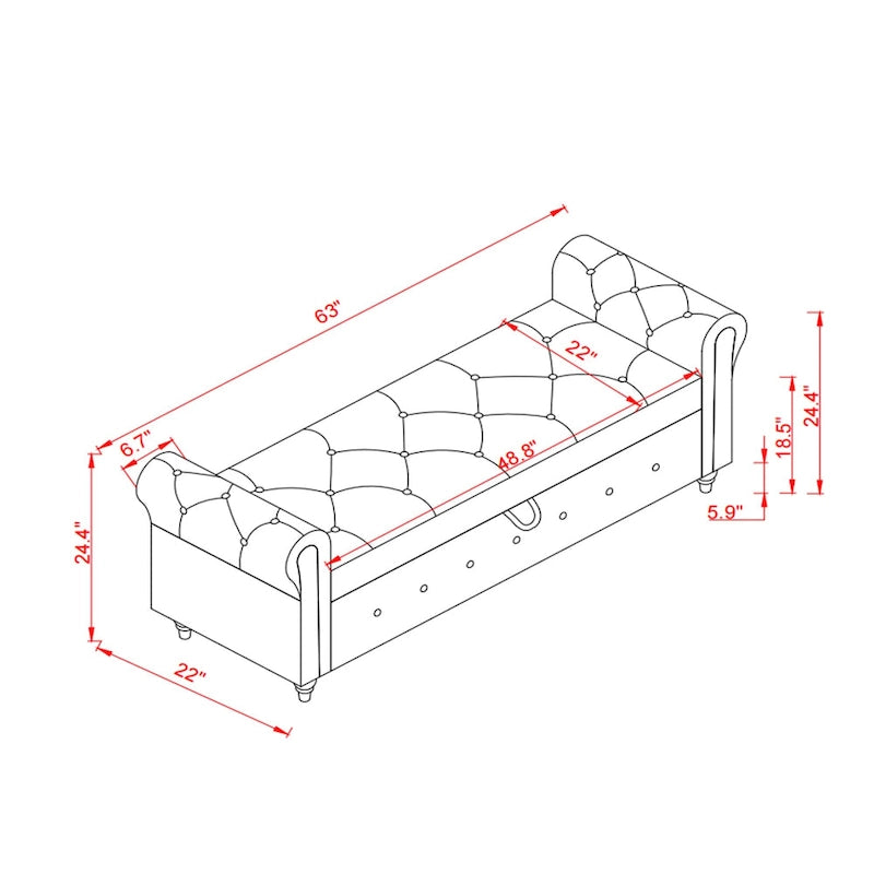 Banc de lit 63 po en tissu crème