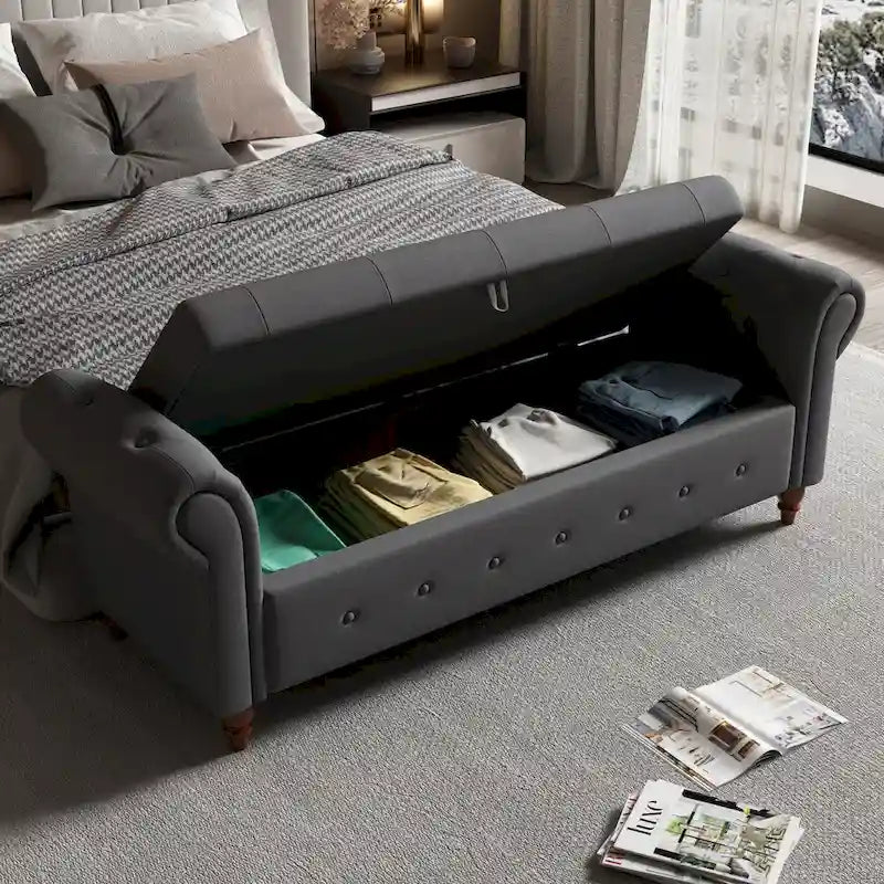 Banc de lit 63 po en tissu crème