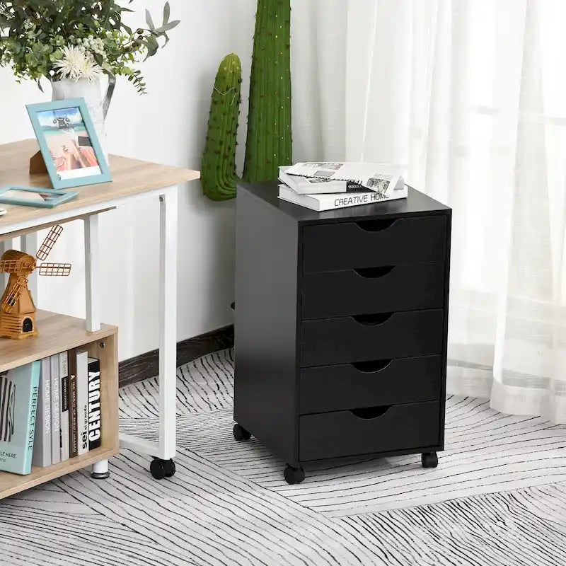 Organisateur de rangement à 5 tiroirs de style nordique minimaliste et moderne avec roues - 15.75*15.75*26.5