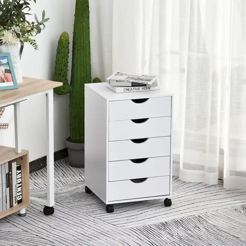 Organisateur de rangement à 5 tiroirs de style nordique minimaliste et moderne avec roues - 15.75*15.75*26.5