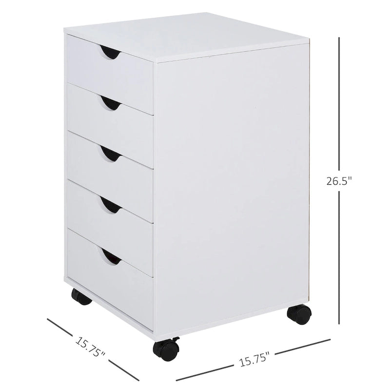 Organisateur de rangement à 5 tiroirs de style nordique minimaliste et moderne avec roues - 15.75*15.75*26.5