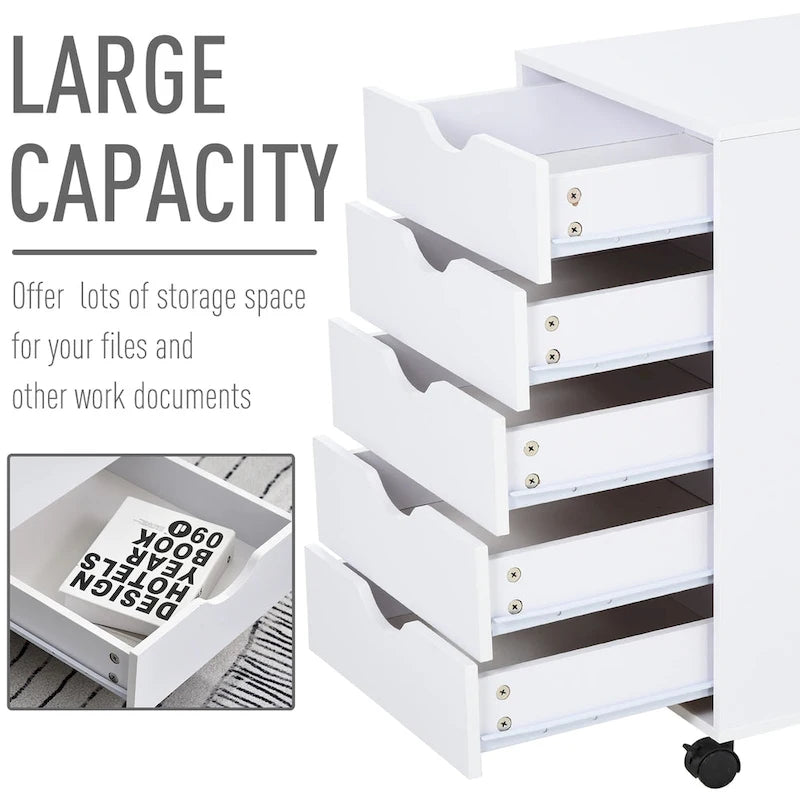 Organisateur de rangement à 5 tiroirs de style nordique minimaliste et moderne avec roues - 15.75*15.75*26.5