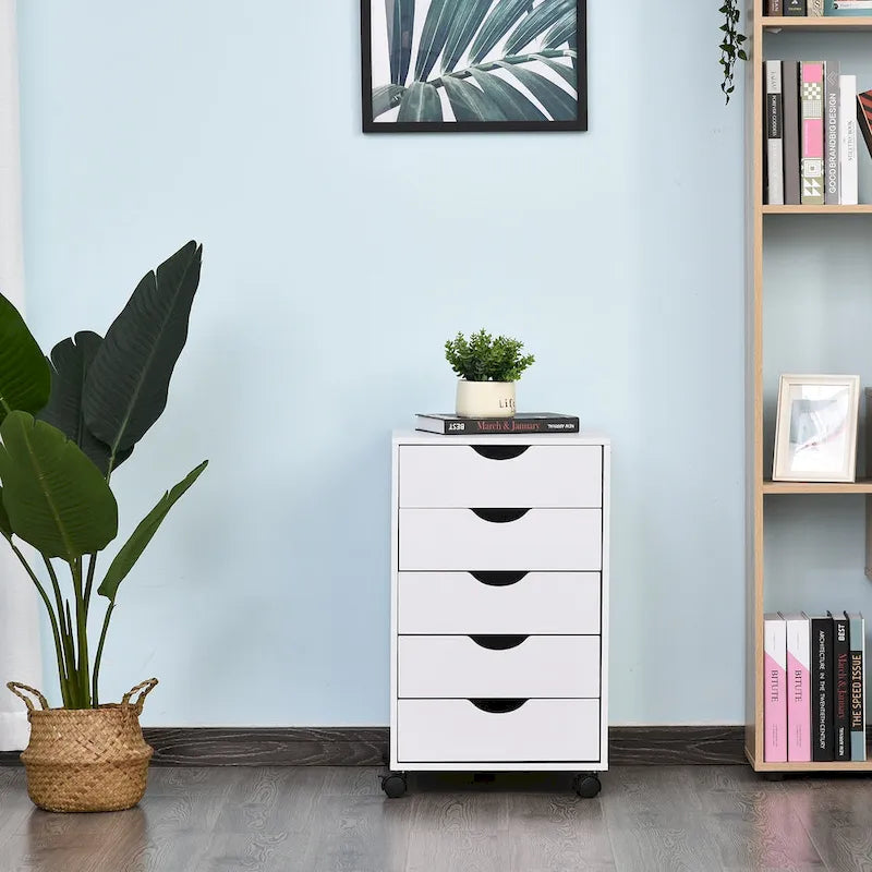 Organisateur de rangement à 5 tiroirs de style nordique minimaliste et moderne avec roues - 15.75*15.75*26.5