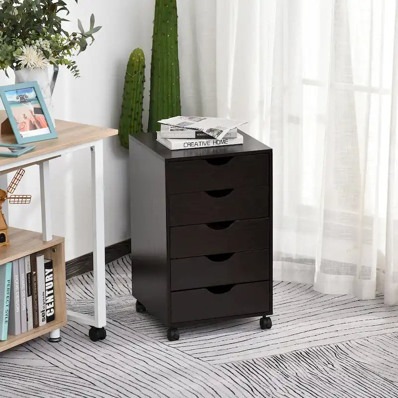 Organisateur de rangement à 5 tiroirs de style nordique minimaliste et moderne avec roues - 15.75*15.75*26.5