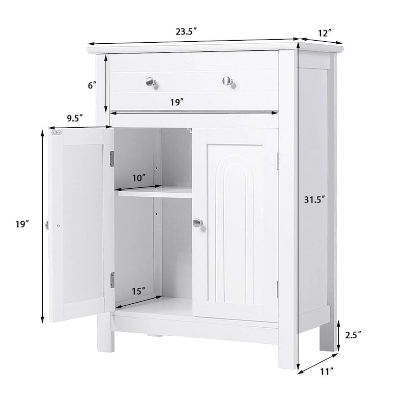 Meuble de salle de bain sur pied avec étagère réglable