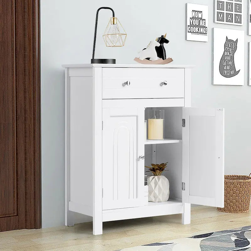 Meuble de salle de bain sur pied avec étagère réglable