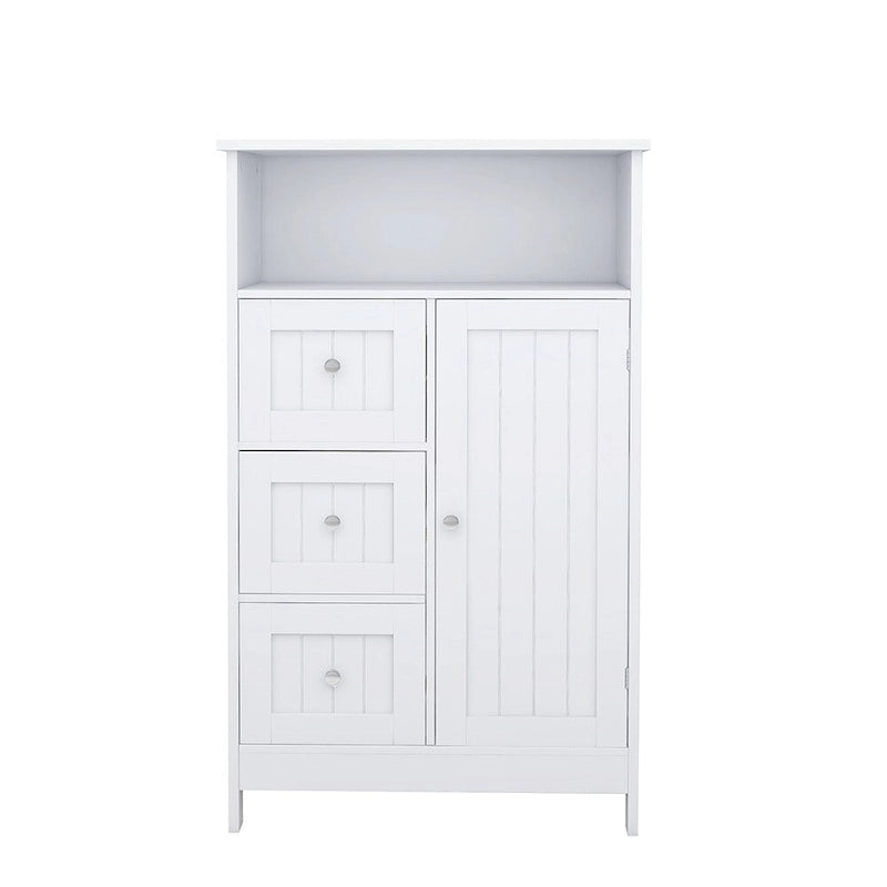 Meuble de rangement en bois à 1 étagère et 3 tiroirs, meuble de rangement pour salle de bain