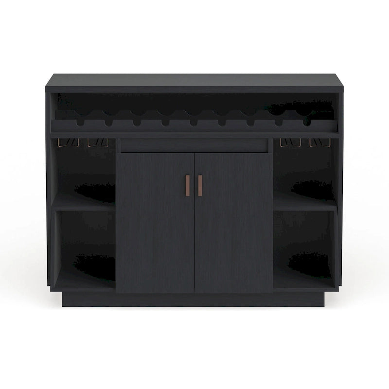 Buffet de salle à manger contemporain noir de 47 pouces à 4 étagères