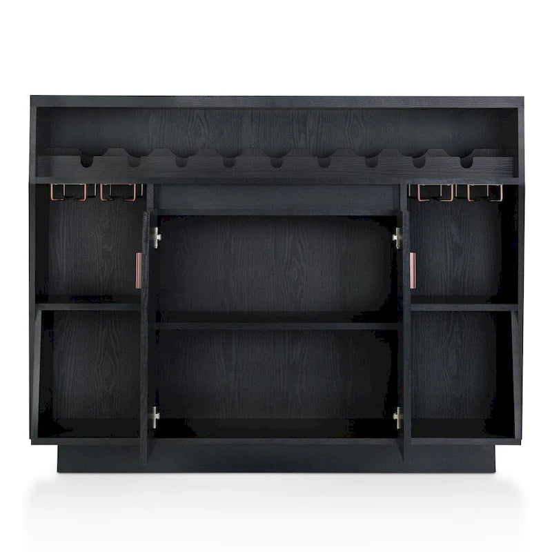 Buffet de salle à manger contemporain noir de 47 pouces à 4 étagères