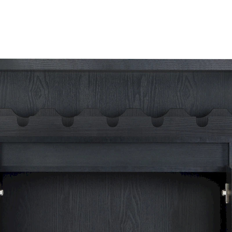 Buffet de salle à manger contemporain noir de 47 pouces à 4 étagères