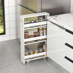 Chariot de rangement étroit à roulettes avec étagères pour la cuisine et la salle de bain