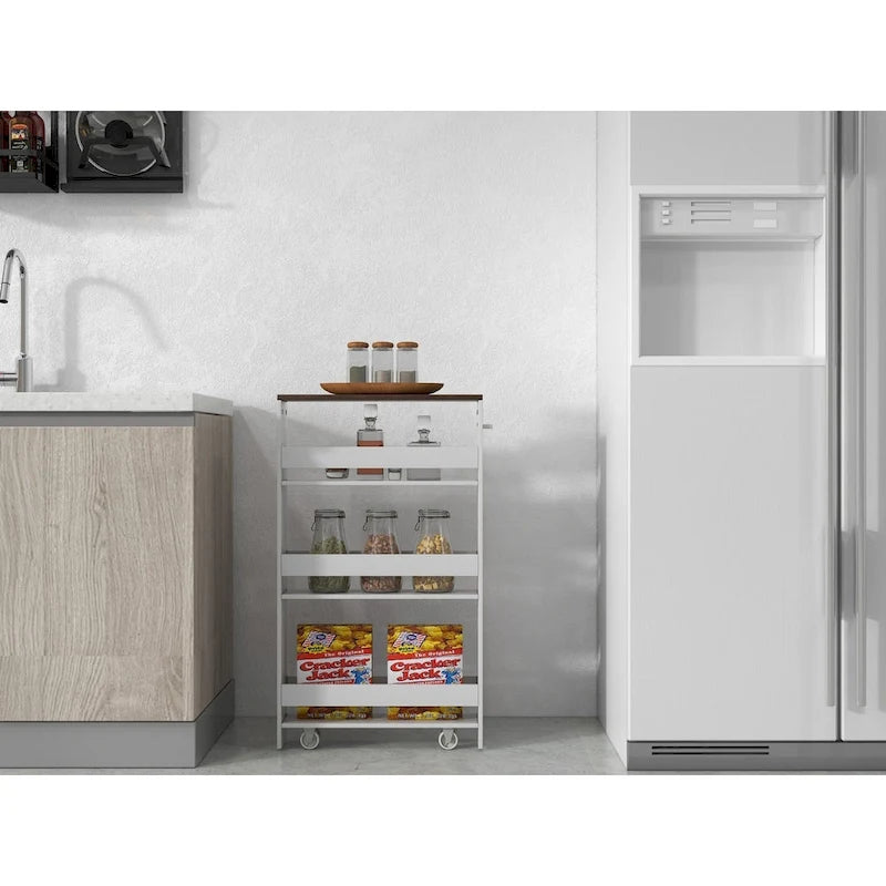 Chariot de rangement étroit à roulettes avec étagères pour la cuisine et la salle de bain