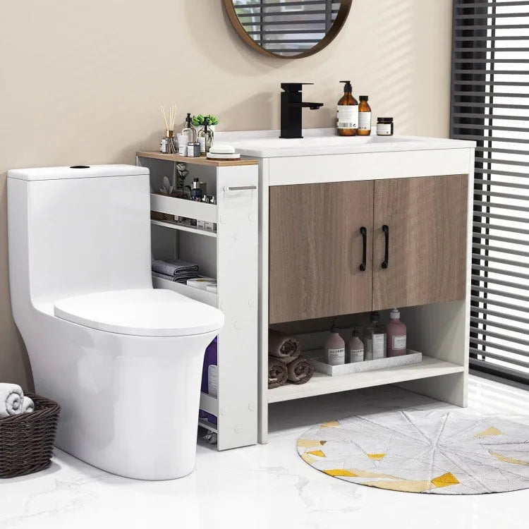 Chariot de rangement étroit à roulettes avec étagères pour la cuisine et la salle de bain