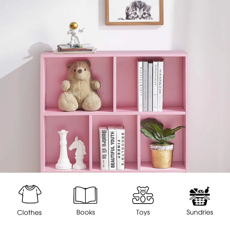 Étagère de rangement à 3 niveaux pour enfants, Meuble de présentation simple en bois pour chambre à coucher