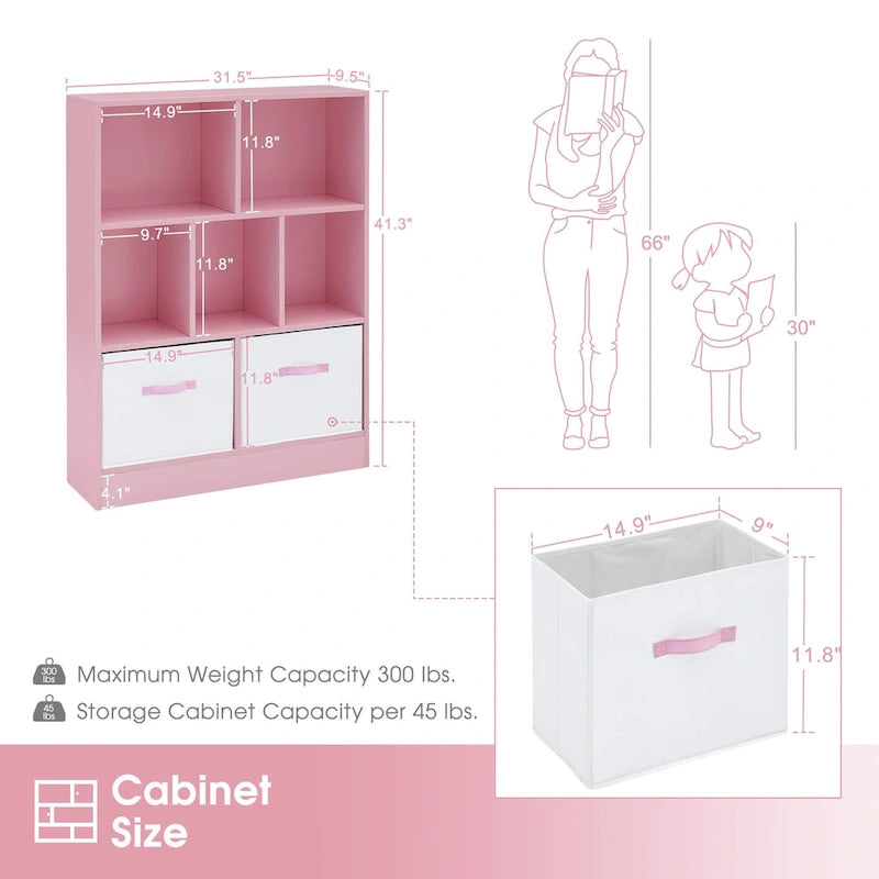 Étagère de rangement à 3 niveaux pour enfants, Meuble de présentation simple en bois pour chambre à coucher