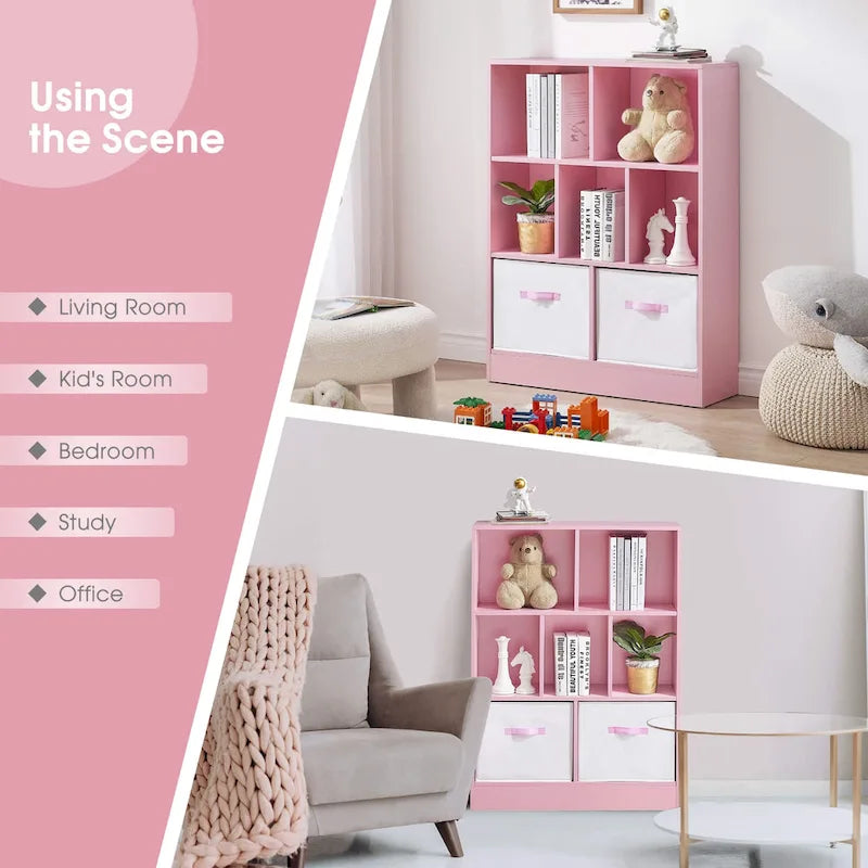 Étagère de rangement à 3 niveaux pour enfants, Meuble de présentation simple en bois pour chambre à coucher