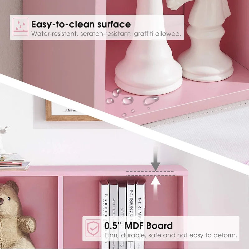 Étagère de rangement à 3 niveaux pour enfants, Meuble de présentation simple en bois pour chambre à coucher