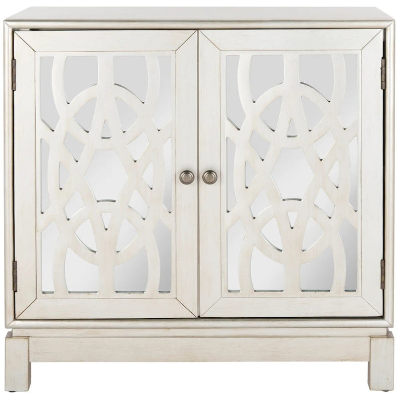 Bahut de rangement nickel à 2 portes - 32Lx16Px33H