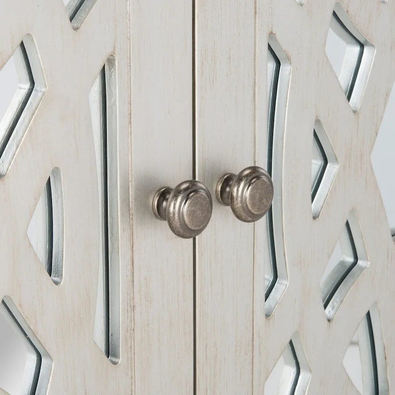 Bahut de rangement nickel à 2 portes - 32Lx16Px33H