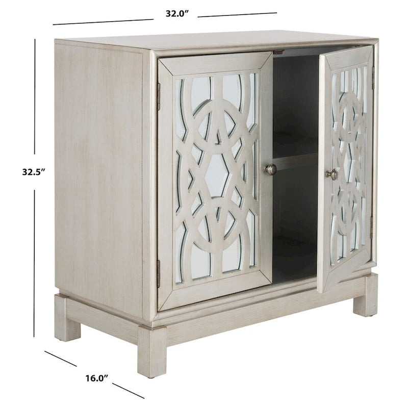 Bahut de rangement nickel à 2 portes - 32Lx16Px33H