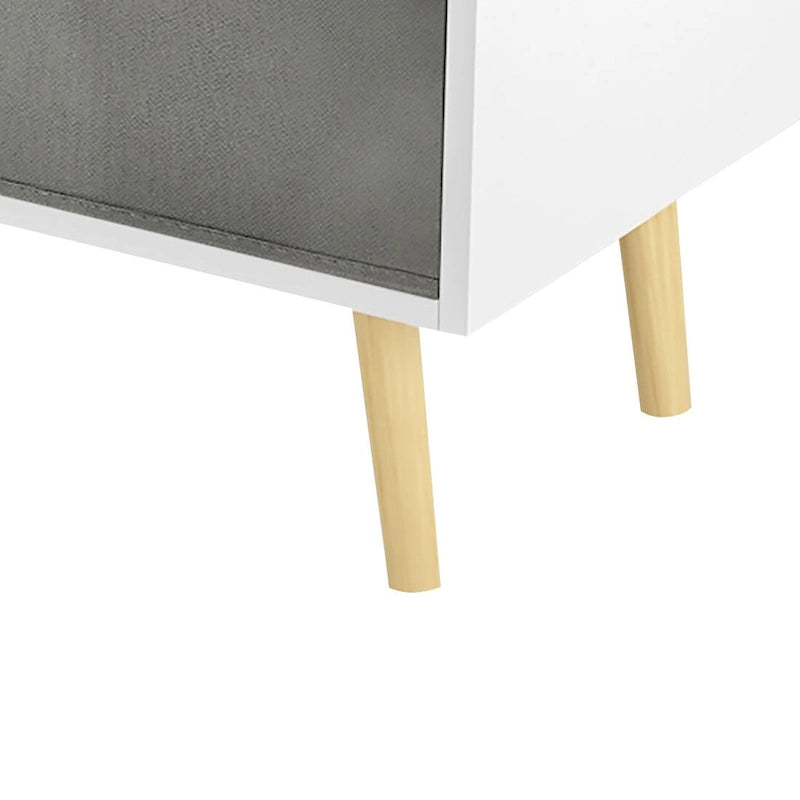Meuble de rangement moderne et élégant en bois avec trois tiroirs en tissu pliable