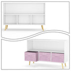 Meuble de rangement moderne et élégant en bois avec trois tiroirs en tissu pliable