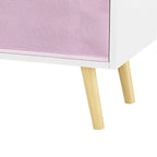 Meuble de rangement moderne et élégant en bois avec trois tiroirs en tissu pliable