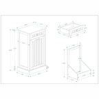 Meuble poubelle de cuisine autoportant, Meuble poubelle moderne en bois de 50 cm avec tiroir de rangement