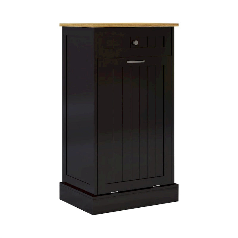 Meuble poubelle de cuisine autoportant, Meuble poubelle moderne en bois de 50 cm avec tiroir de rangement