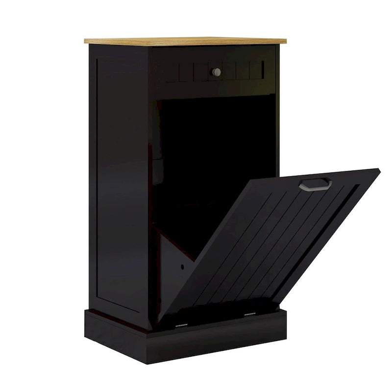 Meuble poubelle de cuisine autoportant, Meuble poubelle moderne en bois de 50 cm avec tiroir de rangement