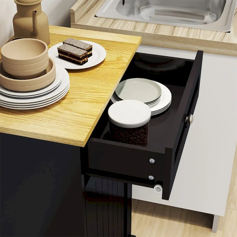 Meuble poubelle de cuisine autoportant, Meuble poubelle moderne en bois de 50 cm avec tiroir de rangement