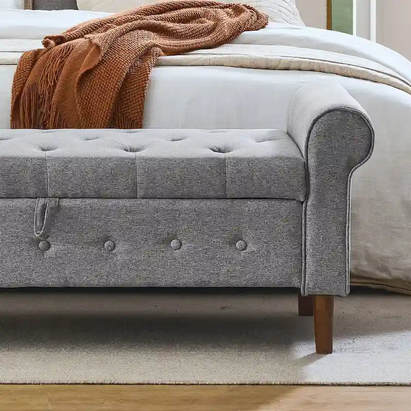 Banc de rangement capitonné pour chambre à coucher