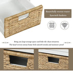 Banc de rangement rustique avec 3 tiroirs et 3 paniers en rotin, banc à chaussures pour salon, entrée