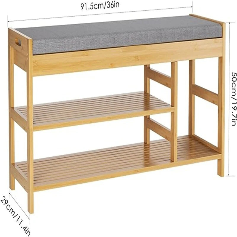 Banc à chaussures avec rangement – 11,4P x 36L x 19,7H