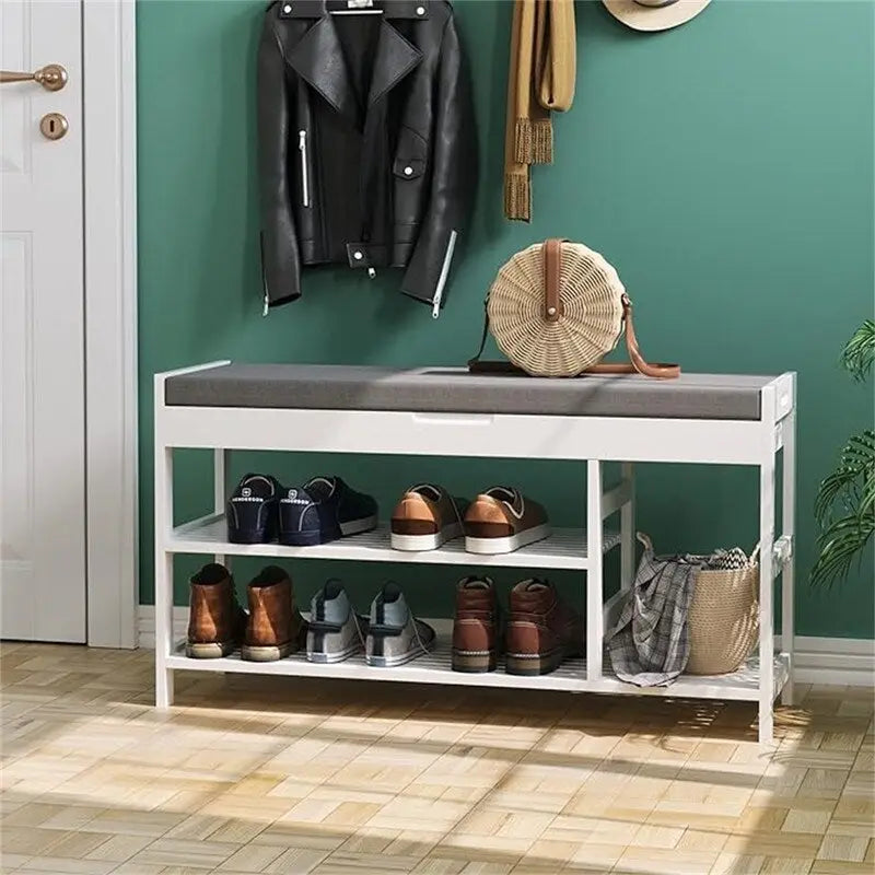 Banc à chaussures avec rangement – 11,4P x 36L x 19,7H
