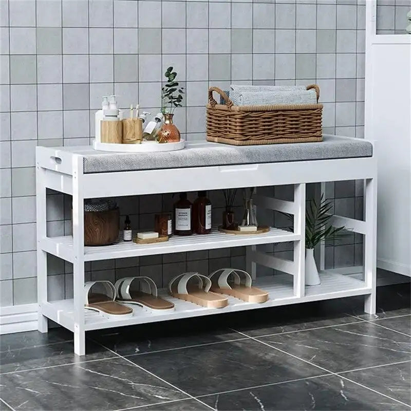 Banc à chaussures avec rangement – 11,4P x 36L x 19,7H