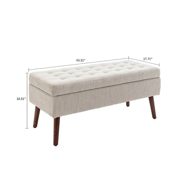 Banc de rangement capitonné moderne et élégant avec plateau relevable