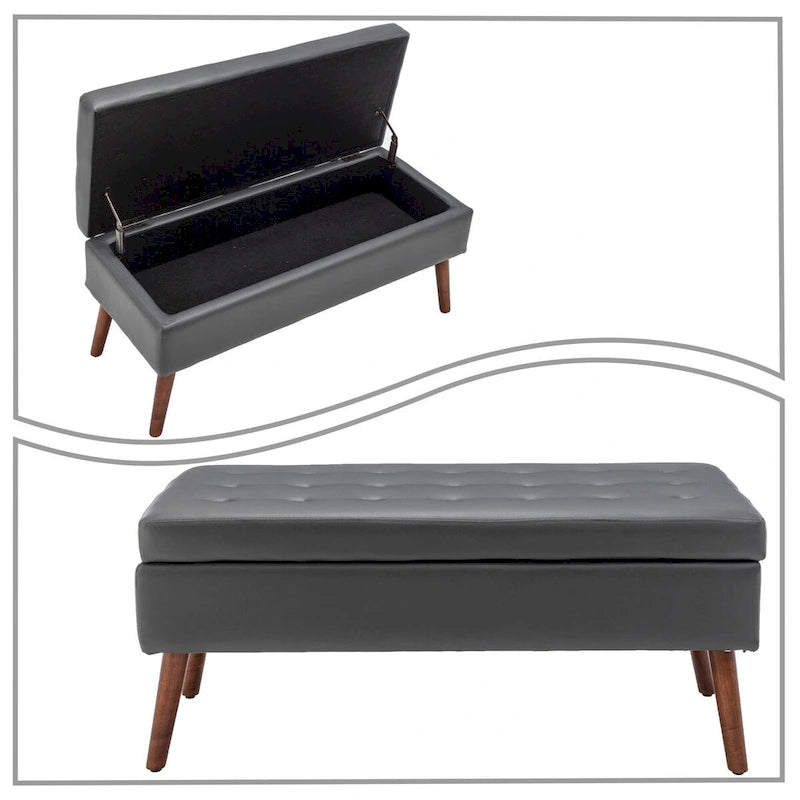 Banc de rangement capitonné moderne et élégant avec plateau relevable