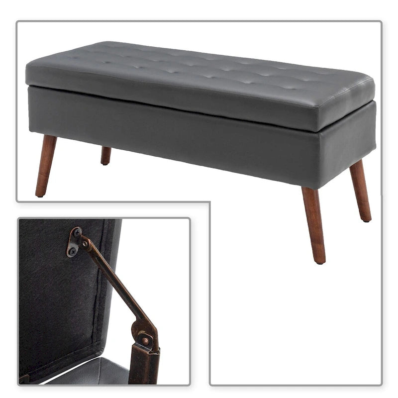 Banc de rangement capitonné moderne et élégant avec plateau relevable