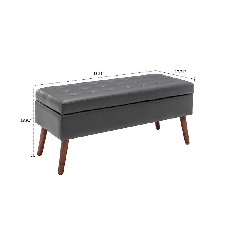 Banc de rangement capitonné moderne et élégant avec plateau relevable