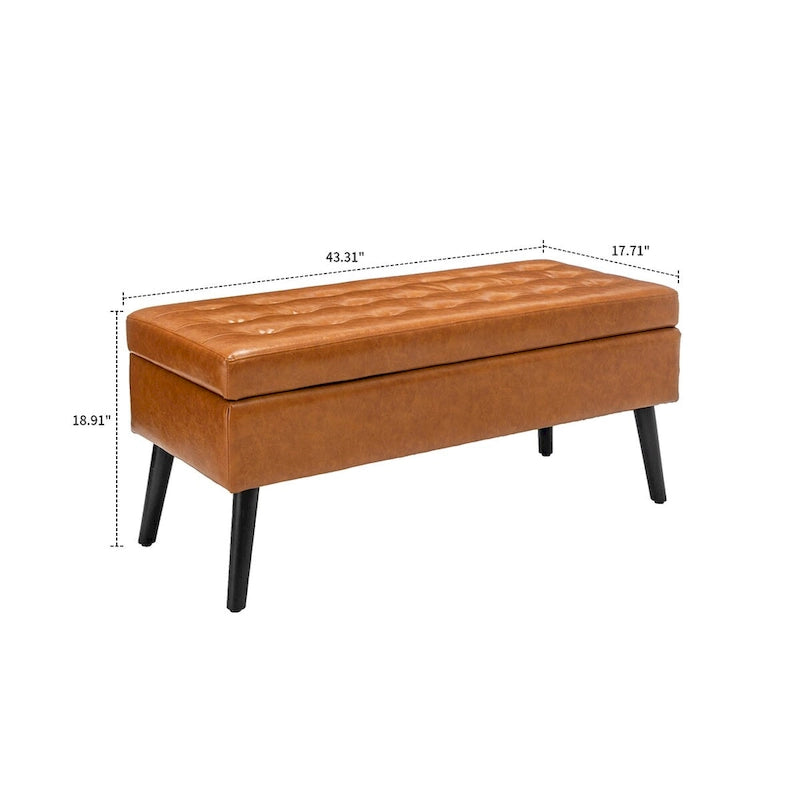 Banc de rangement capitonné moderne et élégant avec plateau relevable