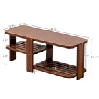 Banc à chaussures, Organisateur de rangement à chaussures en bambou à 2 niveaux, Banc d'entrée