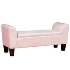 Banc ottoman en velours avec rangement et accoudoirs incurvés