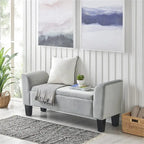Banc ottoman en velours avec rangement et accoudoirs incurvés