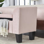 Banc ottoman en velours avec rangement et accoudoirs incurvés