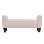 Banc ottoman en velours avec rangement et accoudoirs incurvés