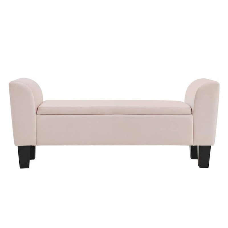 Banc ottoman en velours avec rangement et accoudoirs incurvés