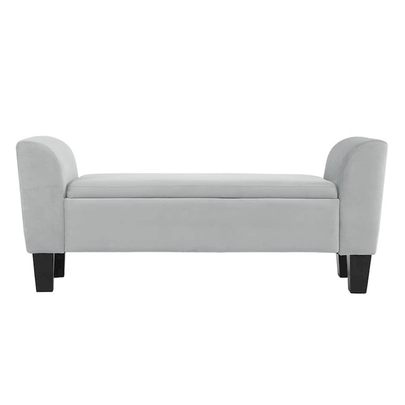 Banc ottoman en velours avec rangement et accoudoirs incurvés