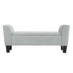 Banc ottoman en velours avec rangement et accoudoirs incurvés