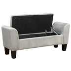 Banc ottoman en velours avec rangement et accoudoirs incurvés